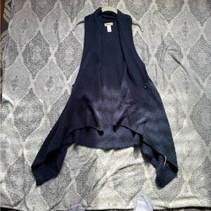 Belle Du Jour Blue Sleeveless Cardigan with Asymmetrical Shape